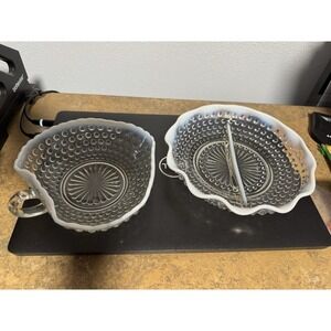 Vintage Hobnail Anchor Hocking? 2 Pieces Opalescent